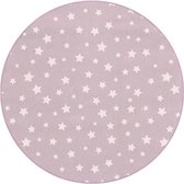 Vloerkleed - Rond - Sterren - Roze - laagpolig, kinderkamer, wasbaar, Anti-Slip, Licht Roze - 100 cm