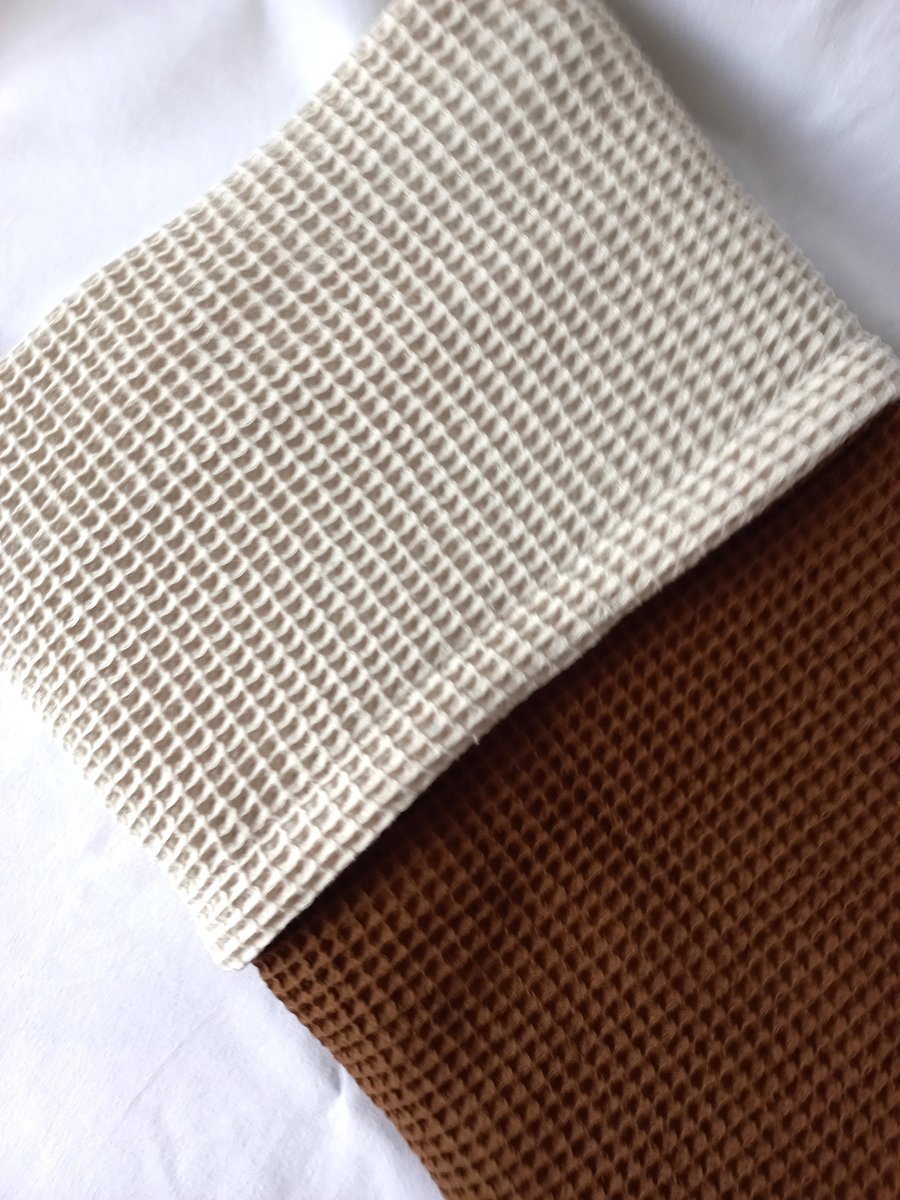 Oogappel Dubbele Wafelstof Wiegdeken 75x100 cm Bruin-Beige