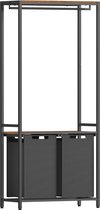 FurnStar wasmand 2 vakken - Wassorteerder - Incl. Kledingstang - 2x46L - Zwart