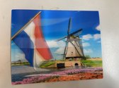 Ansichtkaart 3d hollandse molen en vlag 3 stuks