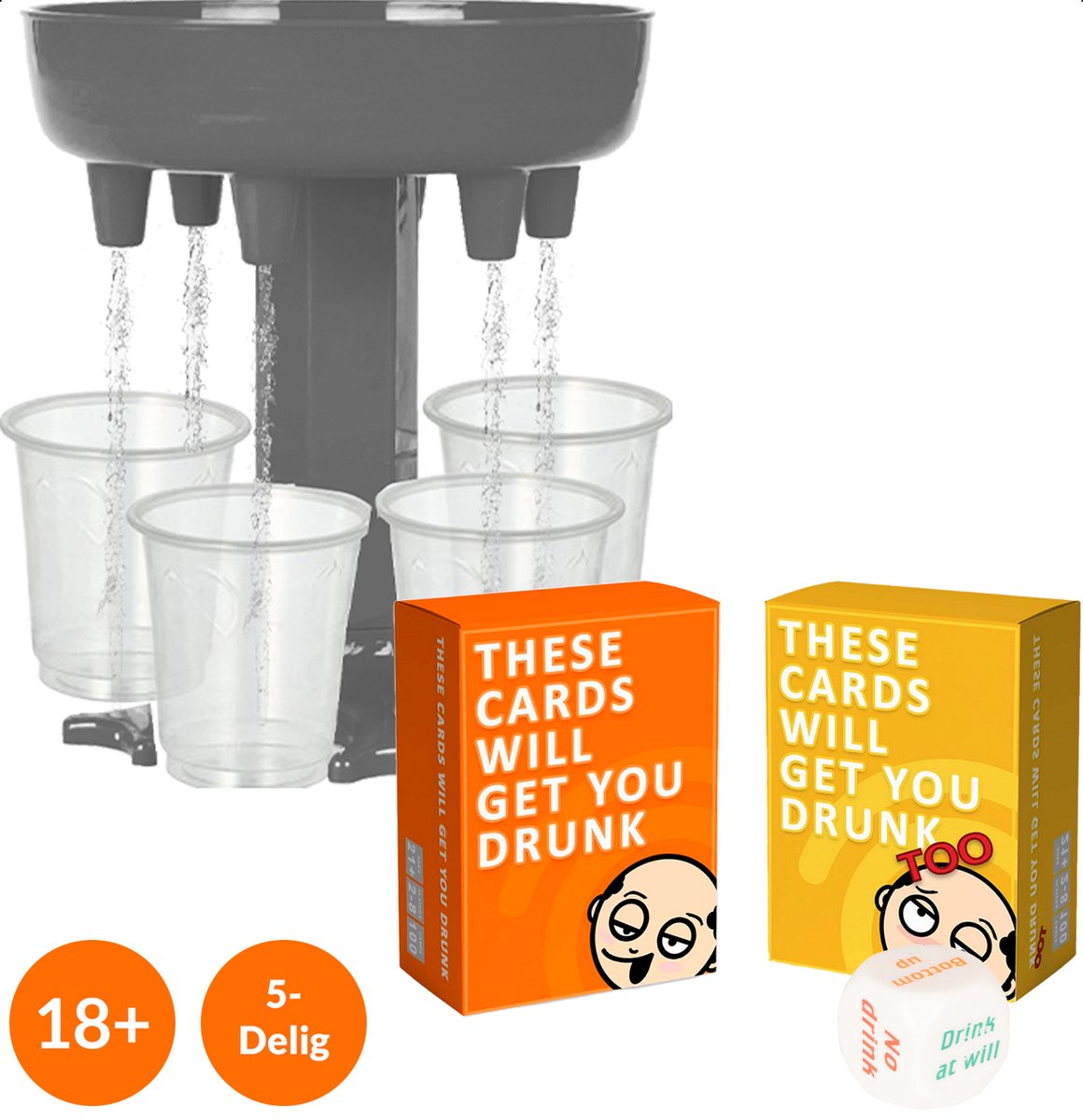 GAGATO Drankspel Set voor Volwassenen - Drankdispenser voor Alcohol Shotjes met Kaartspellen - Speelkaarten Set met Shotglazen