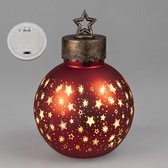 Kerstbal - Decoratie - XL - Rood - 35cm - Ø25cm - incl ledlicht - incl. AAA batterij
