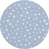 Vloerkleed - Rond - Sterren - Licht Blaauw - laagpolig, kinderkamer, wasbaar, Anti-Slip, Blauw - 100 cm