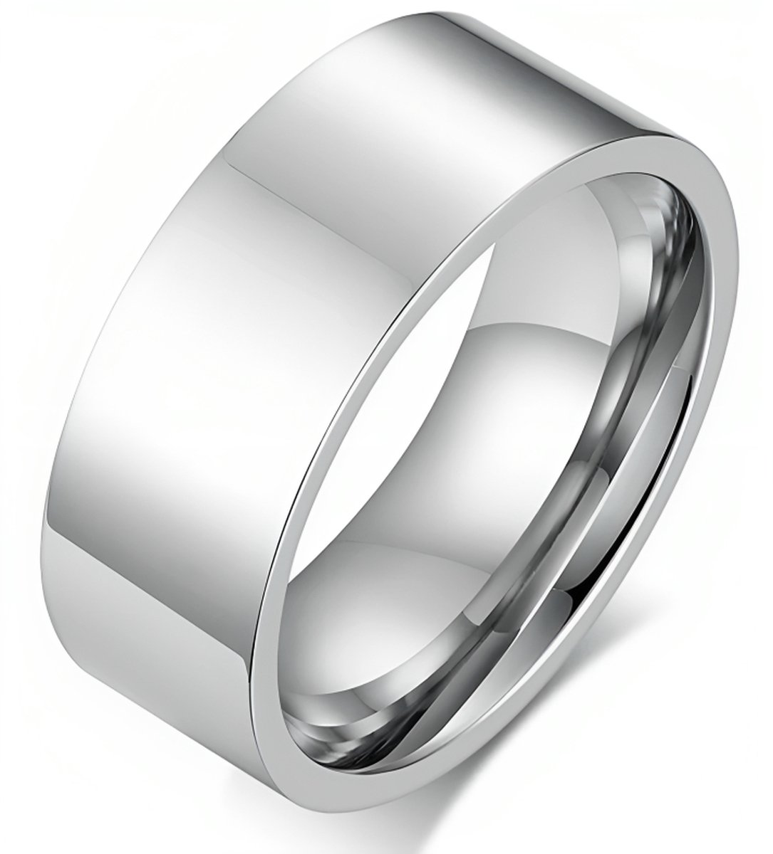 Ring Heren Zilver kleurig - Hoogglans Gepolijst - Staal - Ringen Heren Dames - Papa Cadeau Voor Mannen - Vaderdag