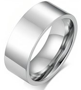 Ring Heren Zilver kleurig - Hoogglans Gepolijst - Staal - Ringen Heren Dames - Cadeau voor Man - Mannen Cadeautjes