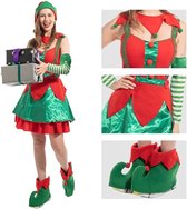 kostuum voor vrouwen volwassenen kerstman sexy kerstjurk groen rood, maat L.