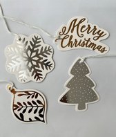 12 Kerst cadeau labels - Christmas Gift Tags - Goud/Zilver - Naam Labels - Cadeauverpakking - Kerst - Cadeaulabels met genoeg touw voor elke tag - Cadeau decoratie - 12 stuks.