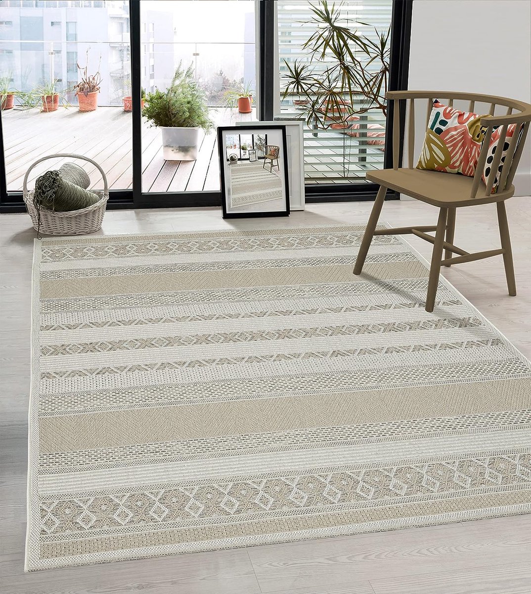the carpet Calgary – Robuust Boho Vloerkleed – Beige – 240 x 340 cm