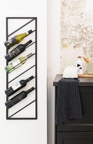 Eleganca Modern Wijnrek – 9.5x30x99.5 cm – Wijnmeubel – Ruimte voor 8 flessen – Metaal – Zwart