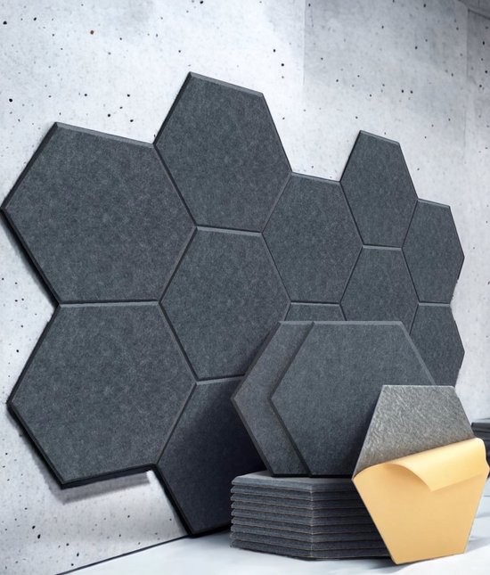 Panneaux acoustiques hexagonaux auto-adhésifs, 12 pièces murales