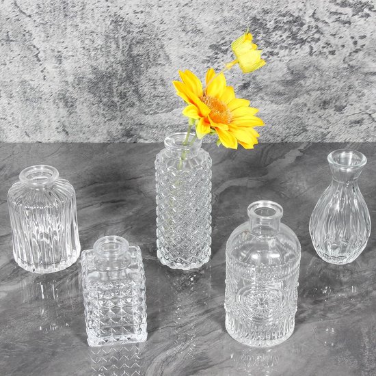 SHUESS Set van 3 glazen cilinders, 15 x 8,5 cm, bloemenvaas, glas, glazen vazen, hittebestendige transparante vaas, glazen cilinder met bodem voor