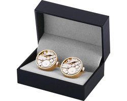 Manchetknopen met Mechanisch Horlogemechanisme - Luxe Manchetknopen met Horlogemechanisme - Goud