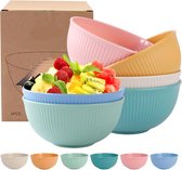Bowl Mueslikommen, set van 6, 6 ml mueslikommen, gezonde keukenkommen voor kinderen en volwassenen, onbreekbare mueslikommen, fruitschaal voor soepen, muesli, pasta, salade, (6 kleuren)