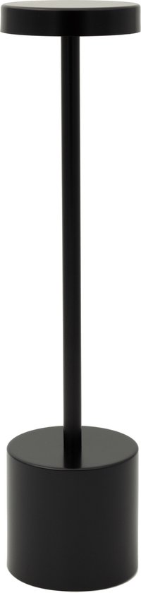 Luxus Tafellamp Touch - Emilie - Zwart - H34 x Ø8 - Tafellamp - Terraslamp - Bureaulamp - LED - Oplaadbaar - Dimbaar - Draadloos - Industrieel en modern - Op batterijen - Nachtlamp voor de slaapkamer - Tafellamp voor binnen en buiten