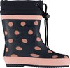 XQ Footwear Meisjes - Regenlaarzen - 21/22 - Navy met roze stippen - Vetersluiting