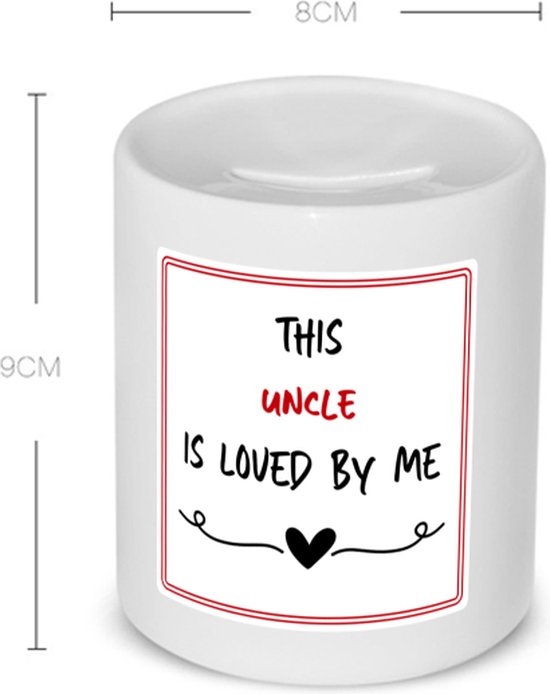 Akyol - this uncle is loved by me Spaarpot - Oom - iemand die houdt van zijn oom - verjaardag - cadeautje voor oom - oom artikelen - kado - geschenk - 350 ML inhoud