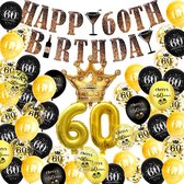 FeestmetJoep® 60 jaar verjaardag versiering & ballonnen - Goud & Zwart
