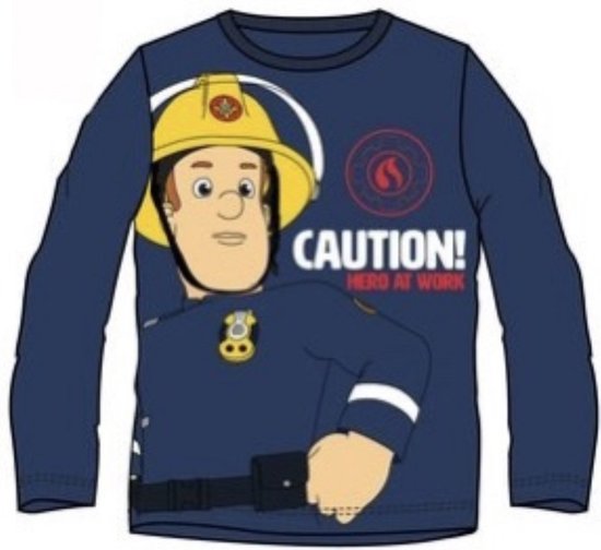 Brandweerman Sam Shirt - Lange Mouw - Donkerblauw - Maat 116 (tot 6 jaar)