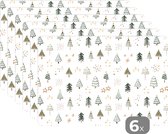 Placemat - Placemats kunststof - 45x30 cm - Kerstboom - Sterren - Wit - Kerst - Feest - 6 stuks - Borden onderleggers antislip - Tafel decoratie - Luxe tafelversiering - Tafelmat vinyl - Bord onderlegger - Tafeldecoratie accessoires