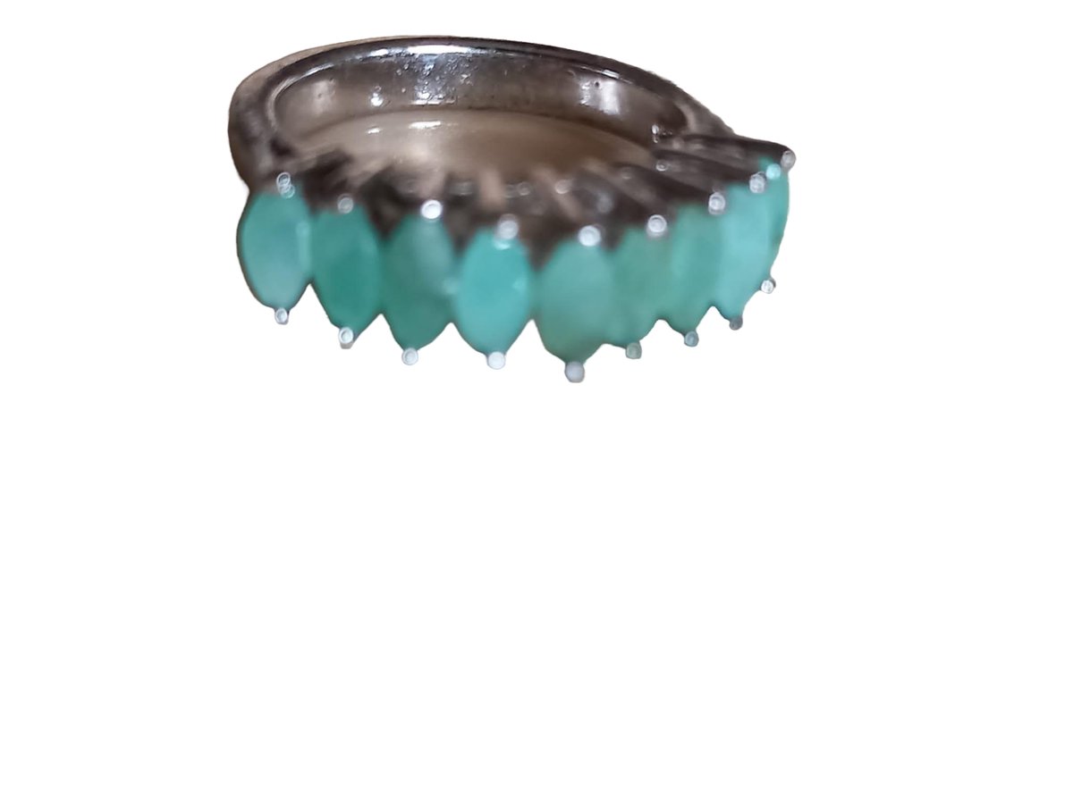 Gemstones-silver ring 18,5 mm zilver naturel smaragdstenen