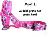 Gentle leader - Neon roze - Gevoerd - Maat L - Bloemetjes - Antitrek hoofdhalster hond - Hoofdhalster hond - Antitrek hond - Trainingshalsband