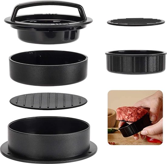 Hamburgerpers 3 in 1 - BBQ - Hamburger Pers - Hamburger Maker - Burgerpers - BBQ Accessoires