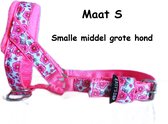 Gentle leader - Neon roze - Gevoerd - Maat S - Bloemetjes - Antitrek hoofdhalster hond - Hoofdhalster hond - Antitrek hond - Trainingshalsband
