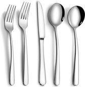 Stainless Steel Cutlery Set for 6 People, 30-Piece Cutlery Set, Stainless Steel Cutlery Set, Cutlery Set Including Knife, Fork, Spoon, Mirror Polished and Dishwasher Safe