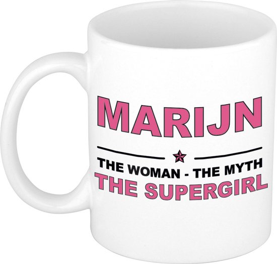 Cadeau prénom Marijn - La femme, le mythe la tasse à café supergirl / tasse 300 ml - naam/ noms tasses - Cadeau pour anniversaire / fête des mères / retraite / succès / merci