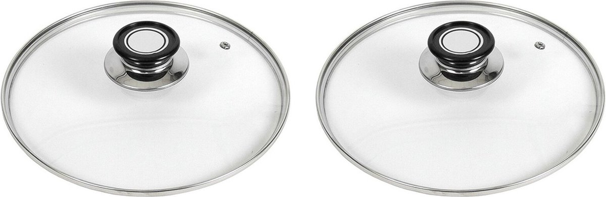 2x stuks universele glazen pannendeksels voor pannen van 24 cm - Kookpannen accessoires