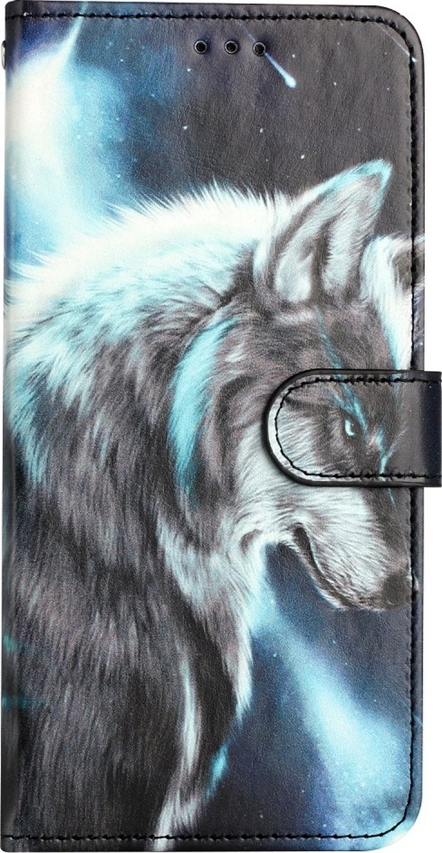Bookcase hoesje met print Lone Wolf Geschikt voor: iPhone 14 Pro op Prijzenvolger.com