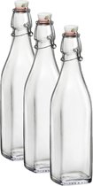3x Swing-sur bouteilles / Weck bouteilles transparentes carré 250 ml - bouteilles Weck - bouteilles Swing - bouteilles Lemonade - bouteilles d' Bouteilles d'eau - Carafes