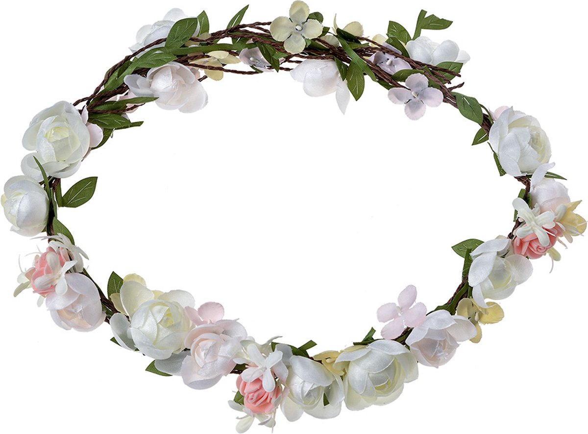 Clayre & Eef Haarband Meisje Wit Synthetisch Bloemen