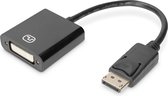 Câble adaptateur DisplayPort, DP – DVI (24+5) M/F, 0,15 m, m/verrouillage, compat. DP 1.1, CE, noir