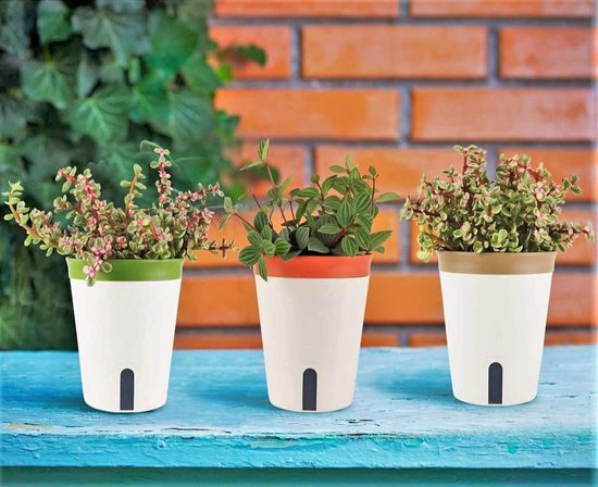 10 stuks zelfbewaterende plantenpotten binnen, ronde plastic plantenpot