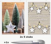 Pakje 10 Luxe Kerstkaarten met Enveloppen - Set van 2x5 stuks - Inclusief 1 luxe blauwschrijvende Pen - Gratis Verzonden