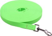 EcoPedz PVC hondenriem - Ultra light - 10 meter - 2 cm breed - Fluo Green - met handvat en musketonhaak