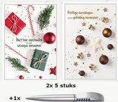 Pakje 10 Luxe Kerstkaarten met Enveloppen - Set van 2x5 stuks - Inclusief 1 luxe blauwschrijvende Pen - Gratis Verzonden