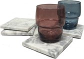 Marmeren Onderzetters - Onderzetters Voor Glazen - Onderzetters Marmer - Non-slip - 4 stk. Wit