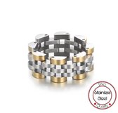 Jubilee Stijl Ring | Jubilee Ring | Zilverkleurig & Goudkleurig | Schakelring Mannen | Staal | 9 mm | Cadeau voor Man | Pin Remover | Cadeau | Vaderdag | Vaderdag Cadeau | Cadeau voor Vrouw