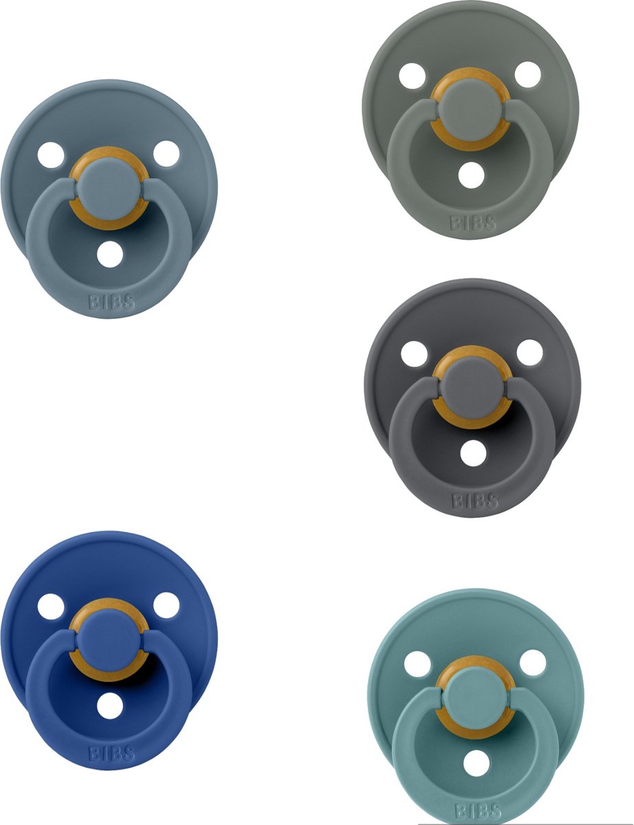 Goedkoopste Bibs fopspenen 0-6 maand set 5 stuks Petrol,Island Sea,Pine,Cornflower en Iron maat 1