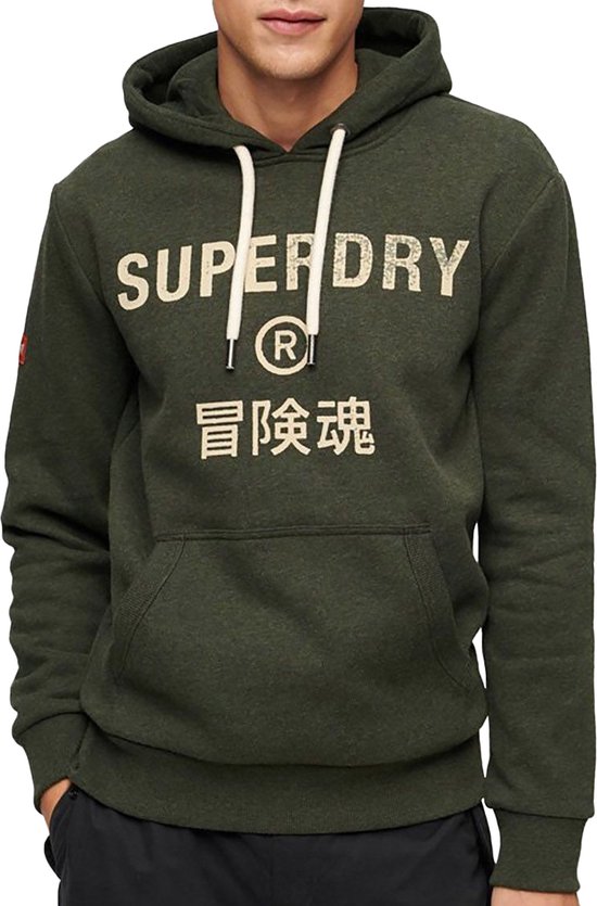 Superdry - Sweat à capuche Logo Vert Foncé - Homme - Taille M - Coupe Regular