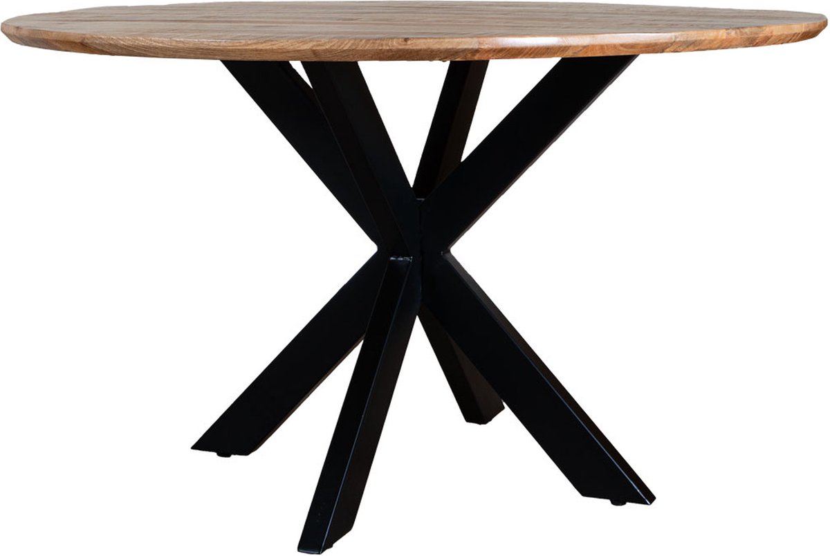 Home67 Eettafel Icon ø110 cm - Mangohout - Industrieel - Rond - 3 tot 4 personen - Keukentafel Bruin
