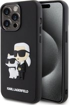 Karl Lagerfeld 3D Rubber Karl & Choupette Back Case - Apple iPhone 15 Pro Max (6.7") - Zwart