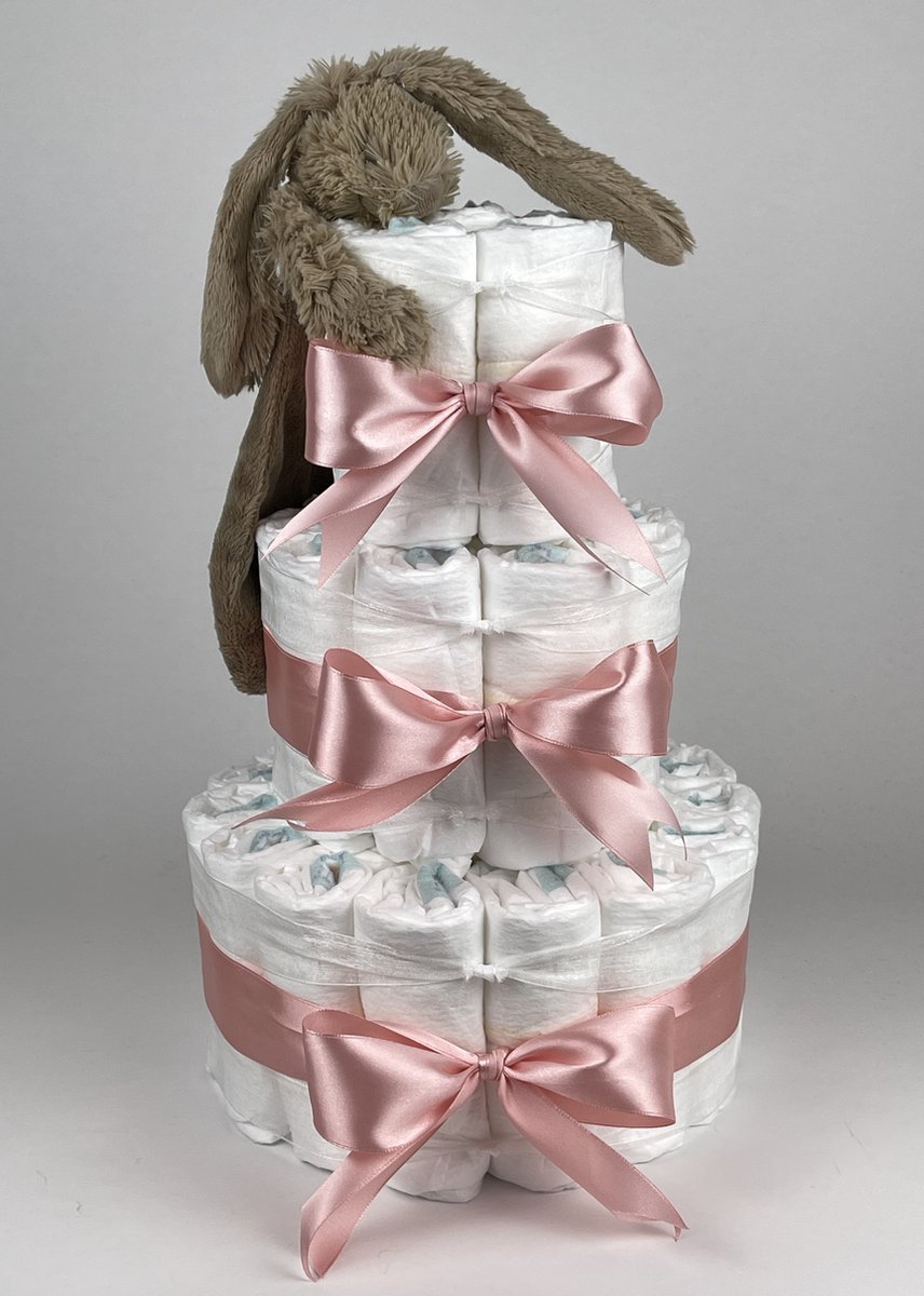 Goedkoopste Chouette-Chouette | Luiertaart Meisje | Kraamcadeau | Geboorte Meisje | Babyshower | Tuttle Konijn Richie Clay bruin - donker Poeder Roze