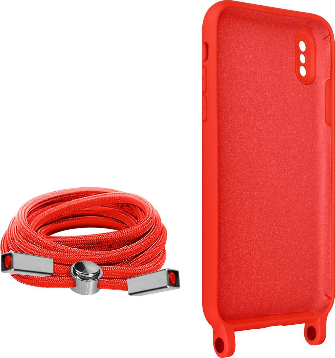 Geschikt voor Apple iPhone X/XS Koord Hoesje Semi-rigide Nekkoord 80cm rood