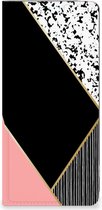 Bookcase Hoesje Geschikt voor OPPO A98 5G Smart Cover Black Pink Shapes