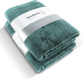 handdoek, badhanddoek, set van 2 stuks, premium kwaliteit, 100% Egyptisch katoen, 70 x 140 cm, 600g/m², Oceaan Groen, 70x140 cm