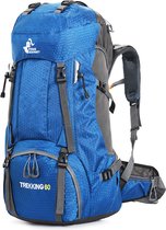 RAMBUX® - Backpack - Adventure - Blauw - Wandelrugzak - Trekking Rugzak - Heupriem - Lichtgewicht - 60 Liter