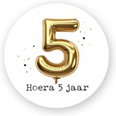 25x Traktatie stickers Folieballon 5 Jaar - Verjaardag stickers - Gold - Folie Ballon - Sluitstickers - Kinderfeest Traktatie - Uitdelen - Uitdeeltraktatie - Traktatiestickers Pimp Studio